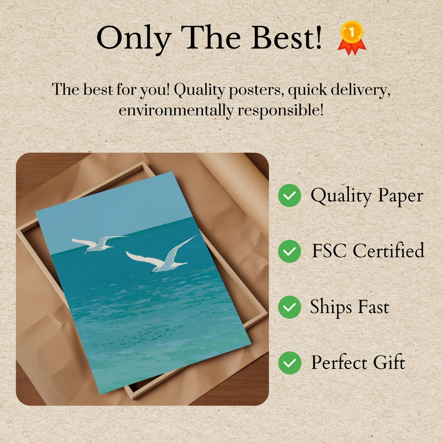 Graceful Seabirds Over Ocean Poster