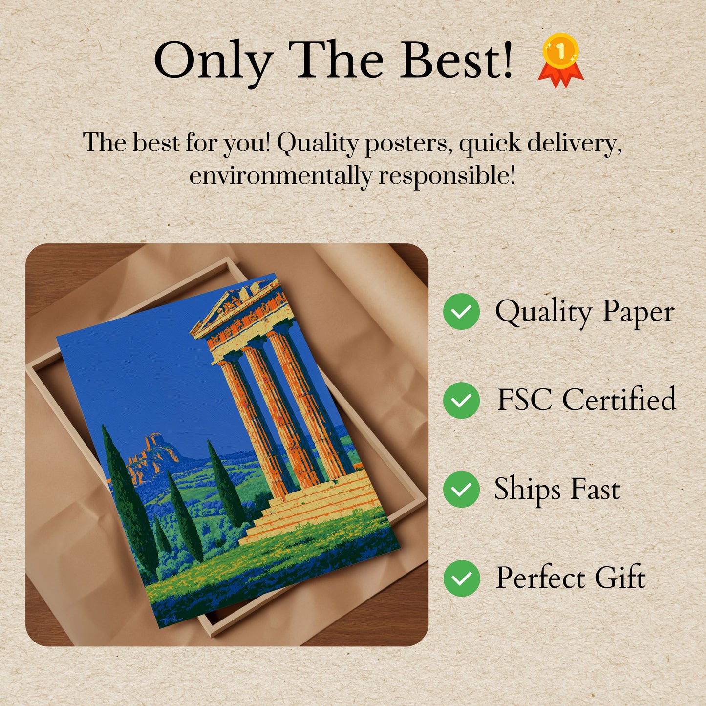 Ancient Greek Temple Landscape Poster