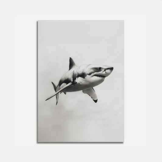 Great White Shark Monochrome Poster
