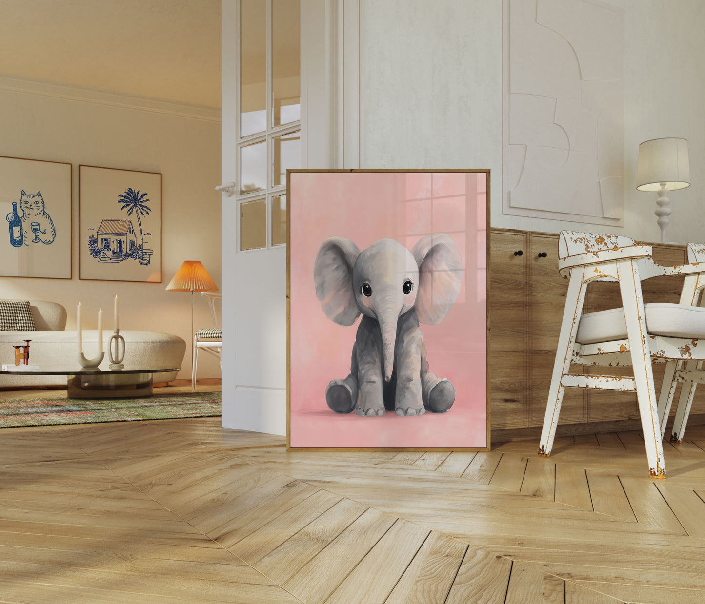 Baby Elephant Blush Pink Poster