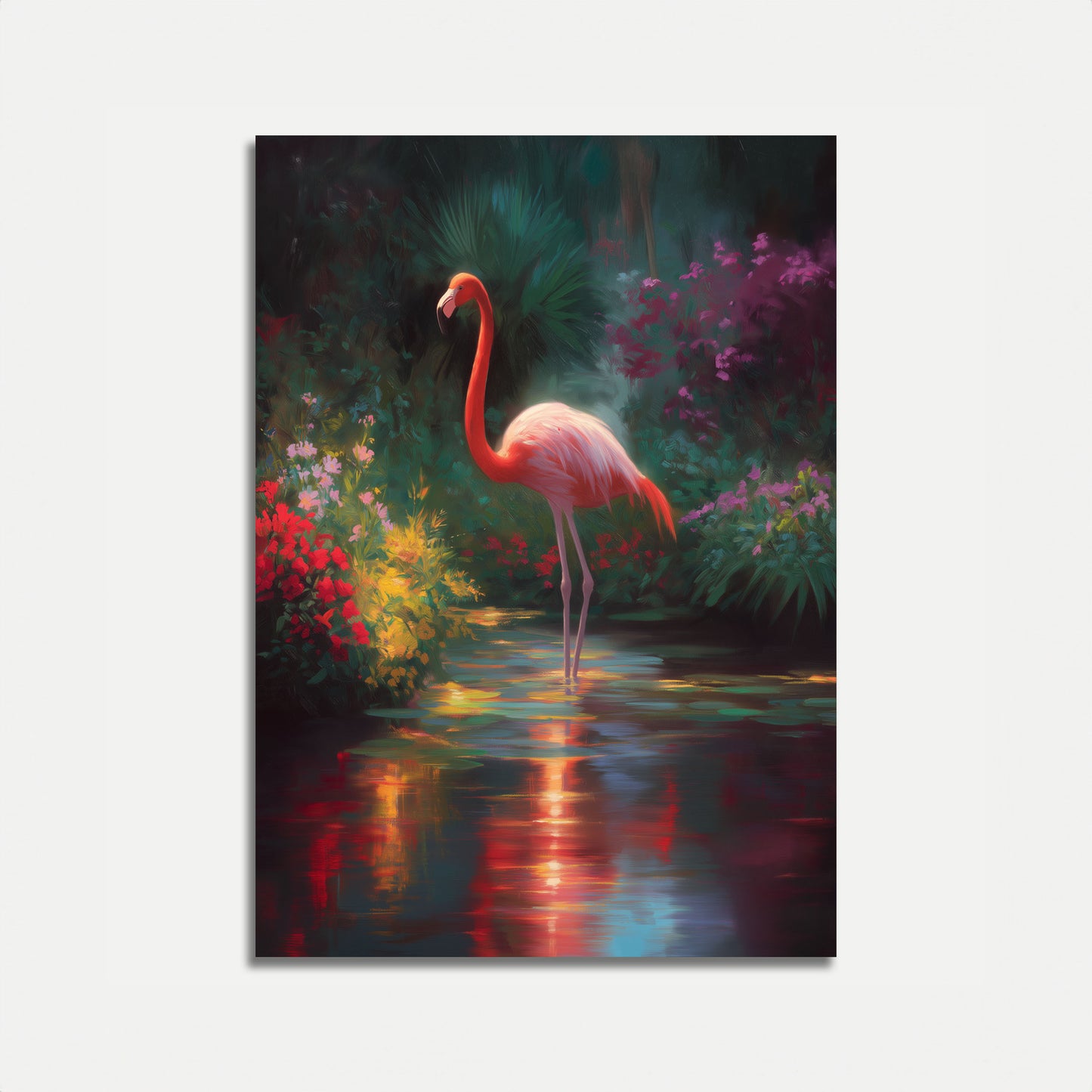 Póster del jardín del flamenco carmesí