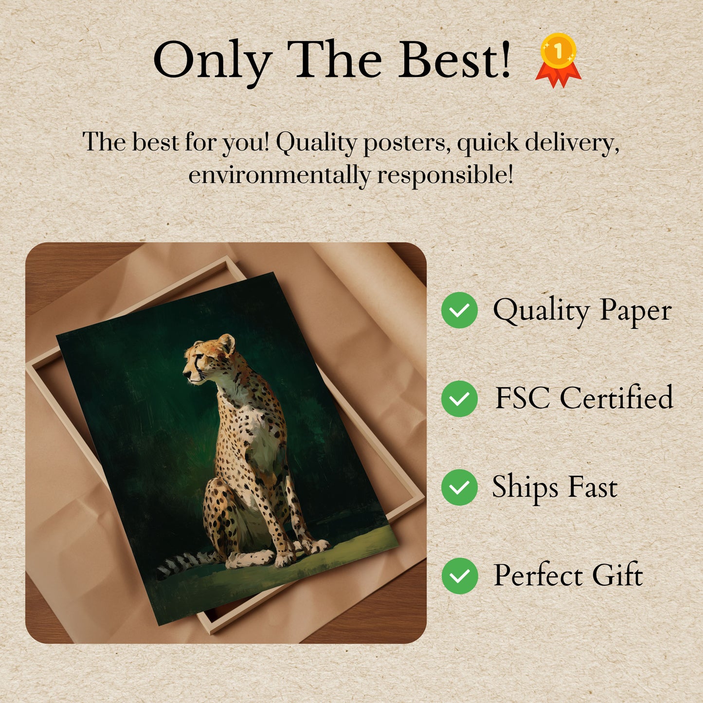 Póster de vida silvestre del majestuoso guepardo