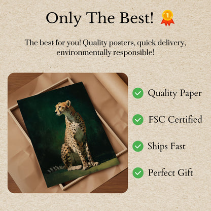 Póster de vida silvestre del majestuoso guepardo