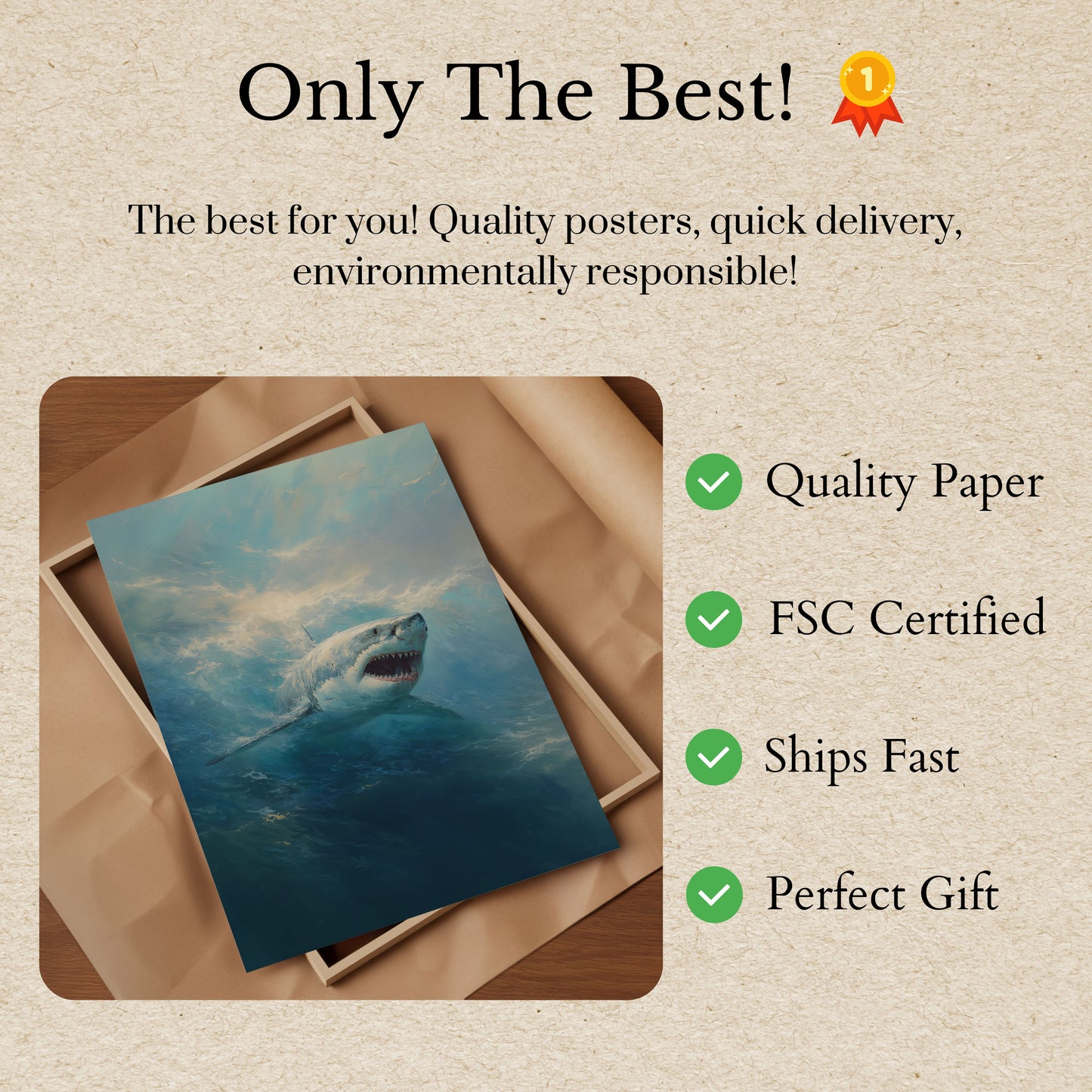 Great White Shark Ocean Majesty Poster