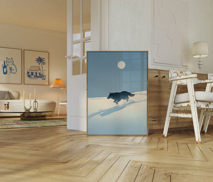 Wolf in Winter Moonlight Poster
