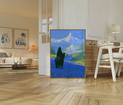Traveler on Horseback Mountain Poster
