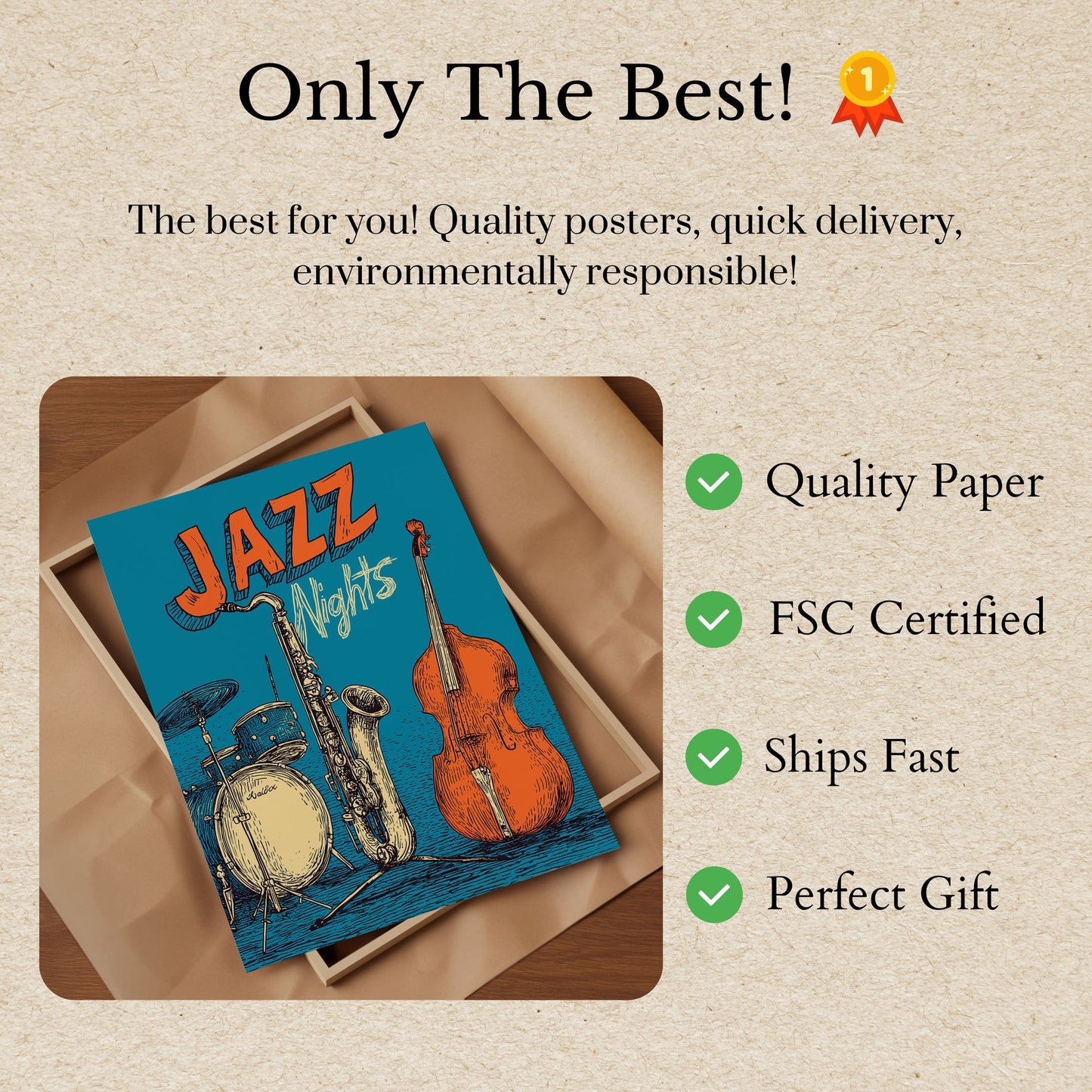 Jazz Nights Musical Instruments Poster