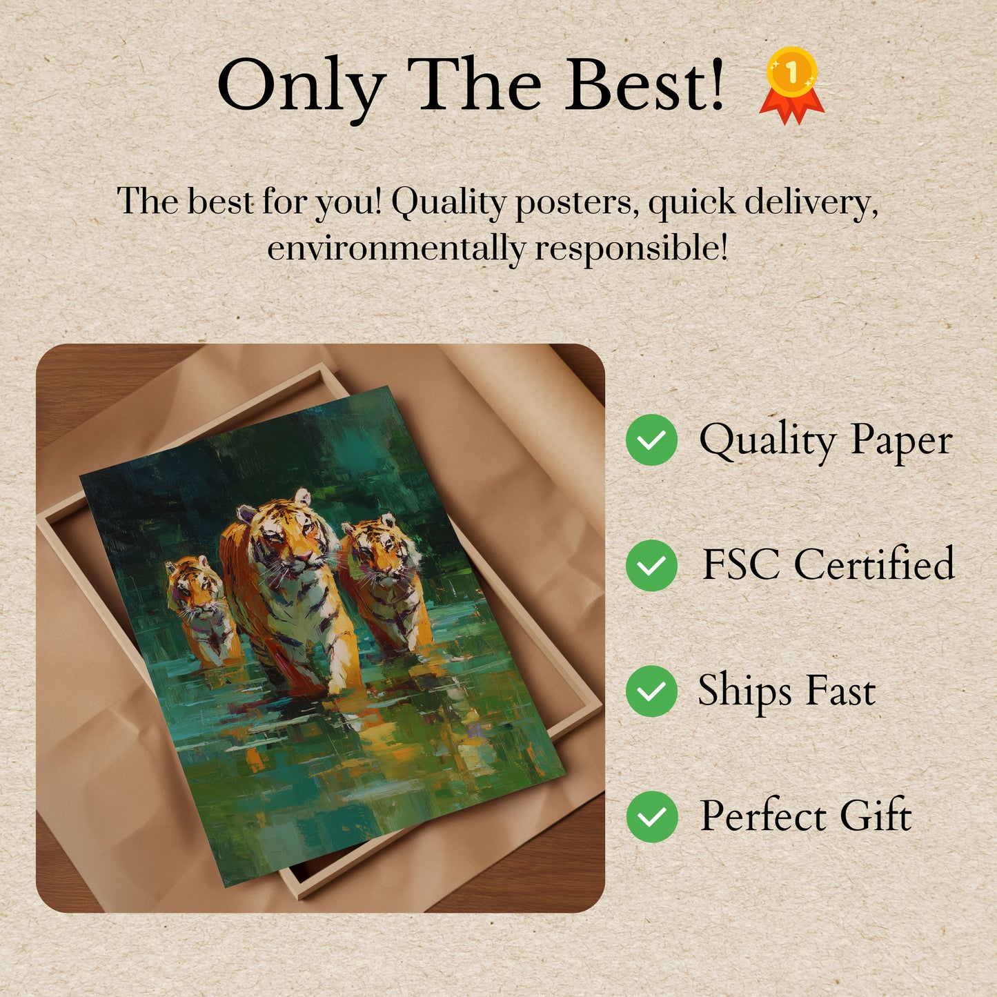 Tiger Family in Water Poster