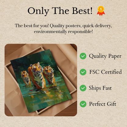 Tiger Family in Water Poster