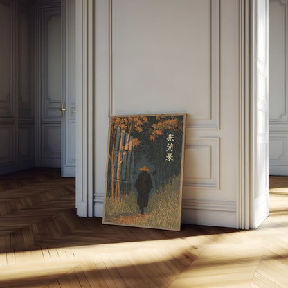 Monk in Autumn Forest Poster