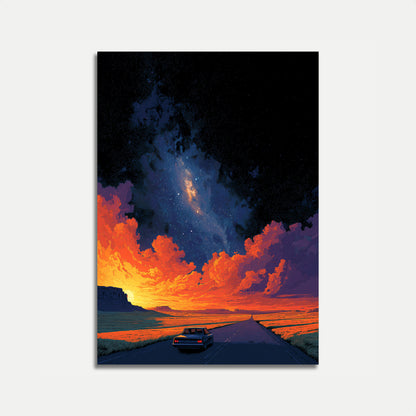 Desert Highway Sunset Poster