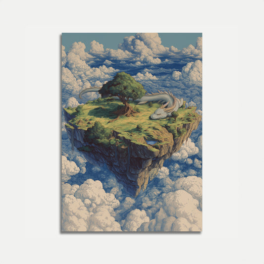 Floating Island Dragon Realm Poster