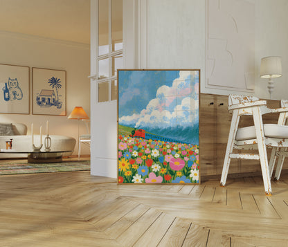 Train Through Wildflower Fields Poster