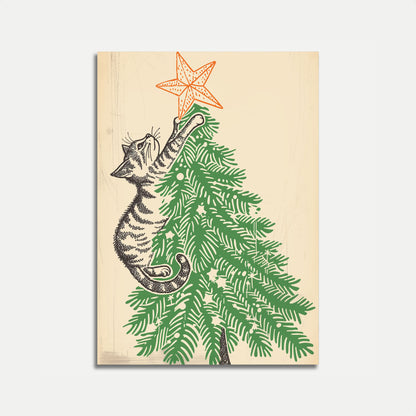 Curious Christmas Cat Tree Poster
