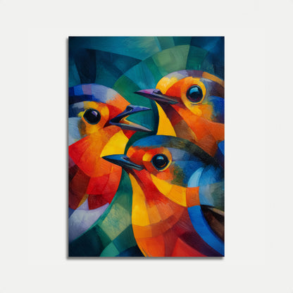 Colorful Geometric Birds Poster