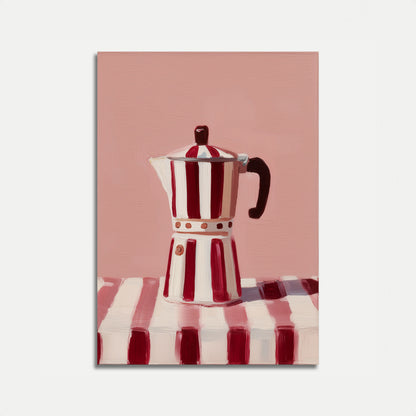 Vintage Red Striped Coffee Maker Poster