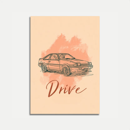 Vintage japonský sportovní vůz Plakát