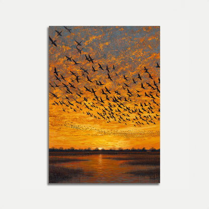 Sunset Migration Birds Poster