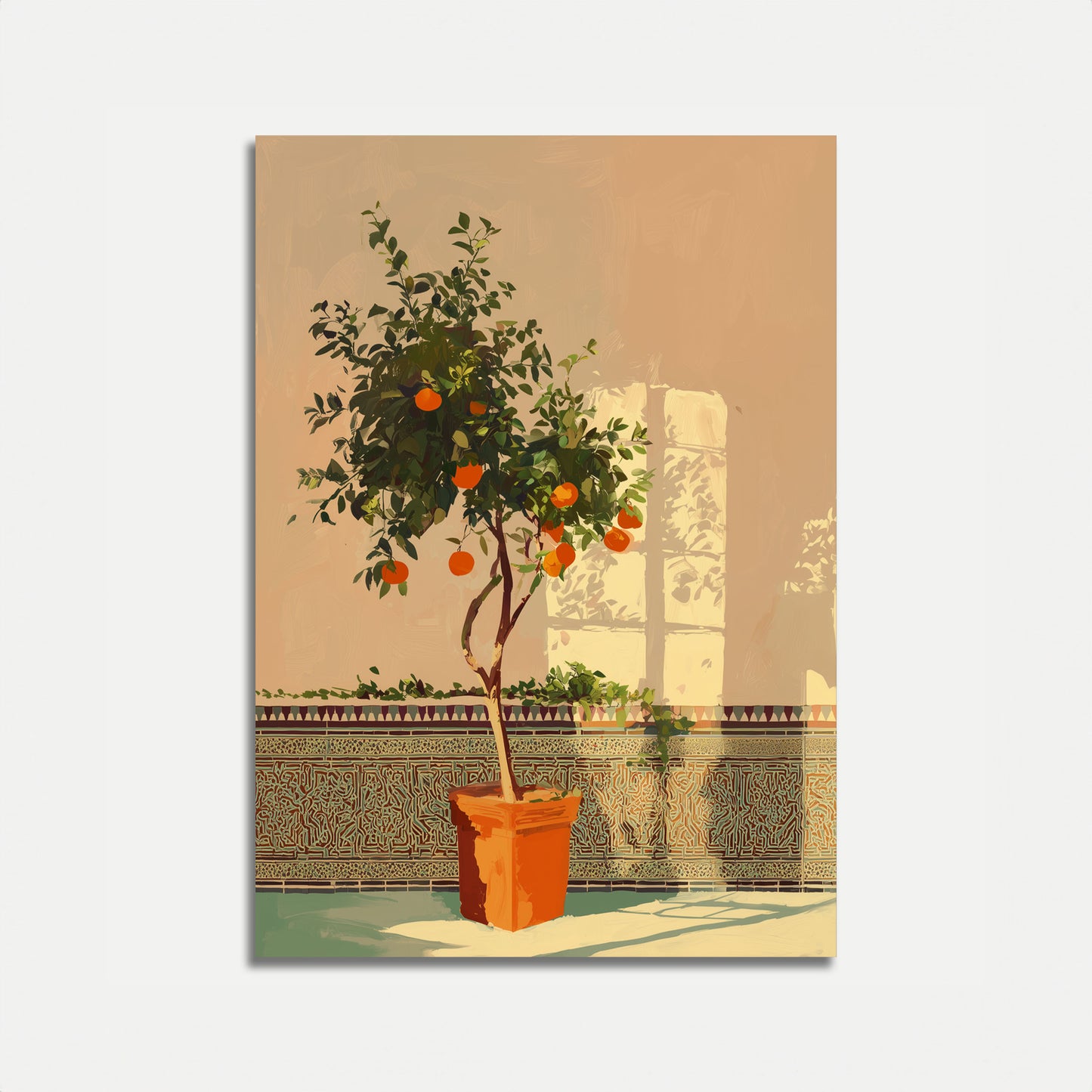 Poster dell'Albero di Arancia nel Cortile Soleggiato