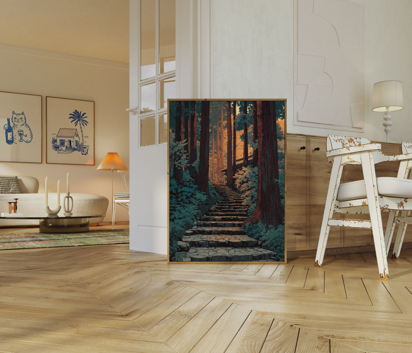 Forest Path Through Redwoods Poster
