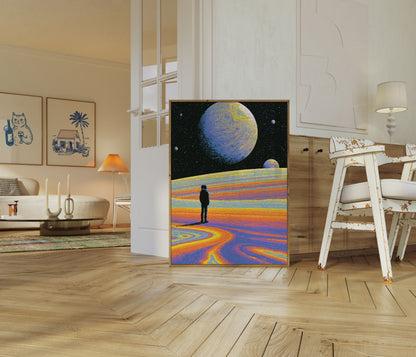 Astronaut Gazing at Alien Worlds Poster