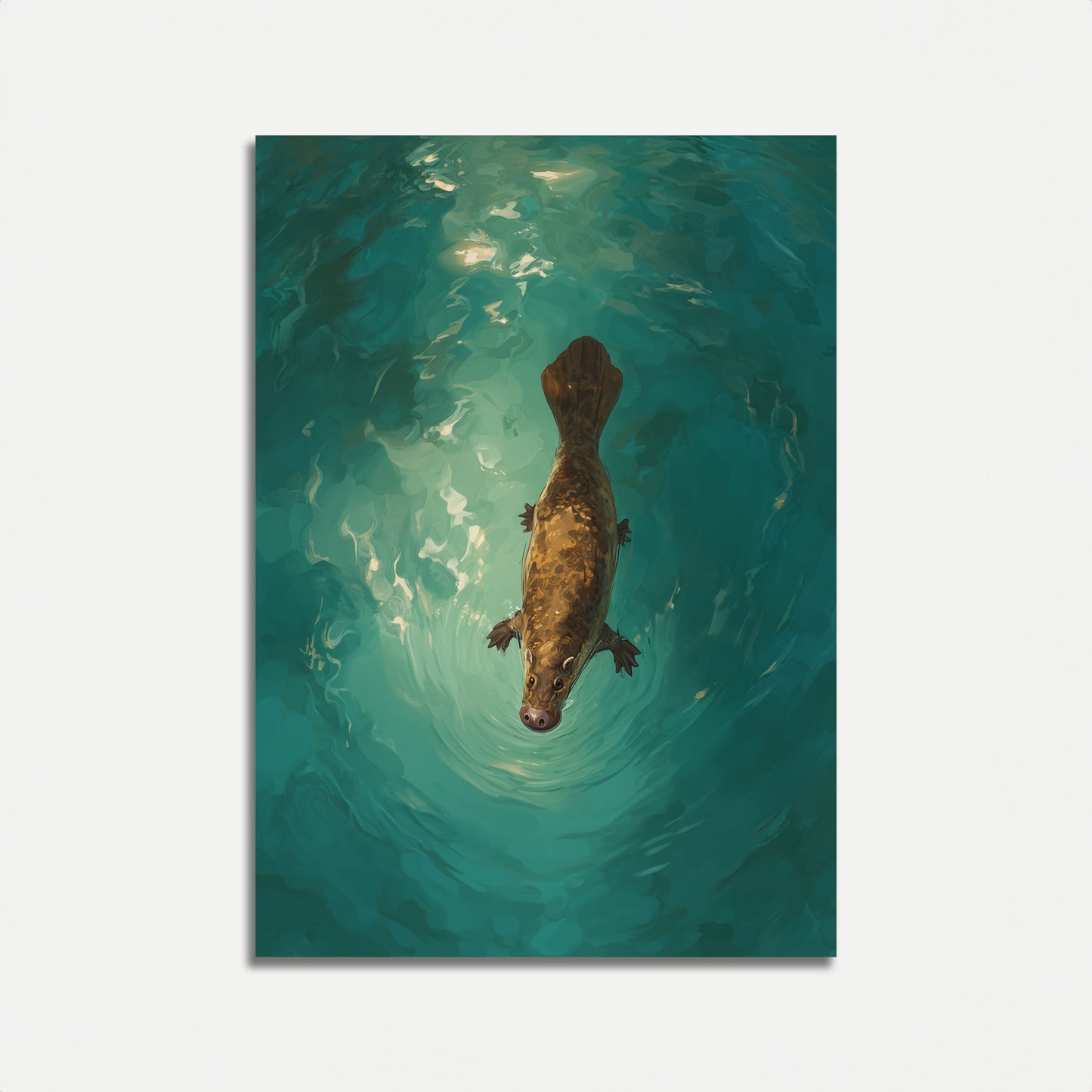 Póster de Ornitorrinco Nadando en el Agua