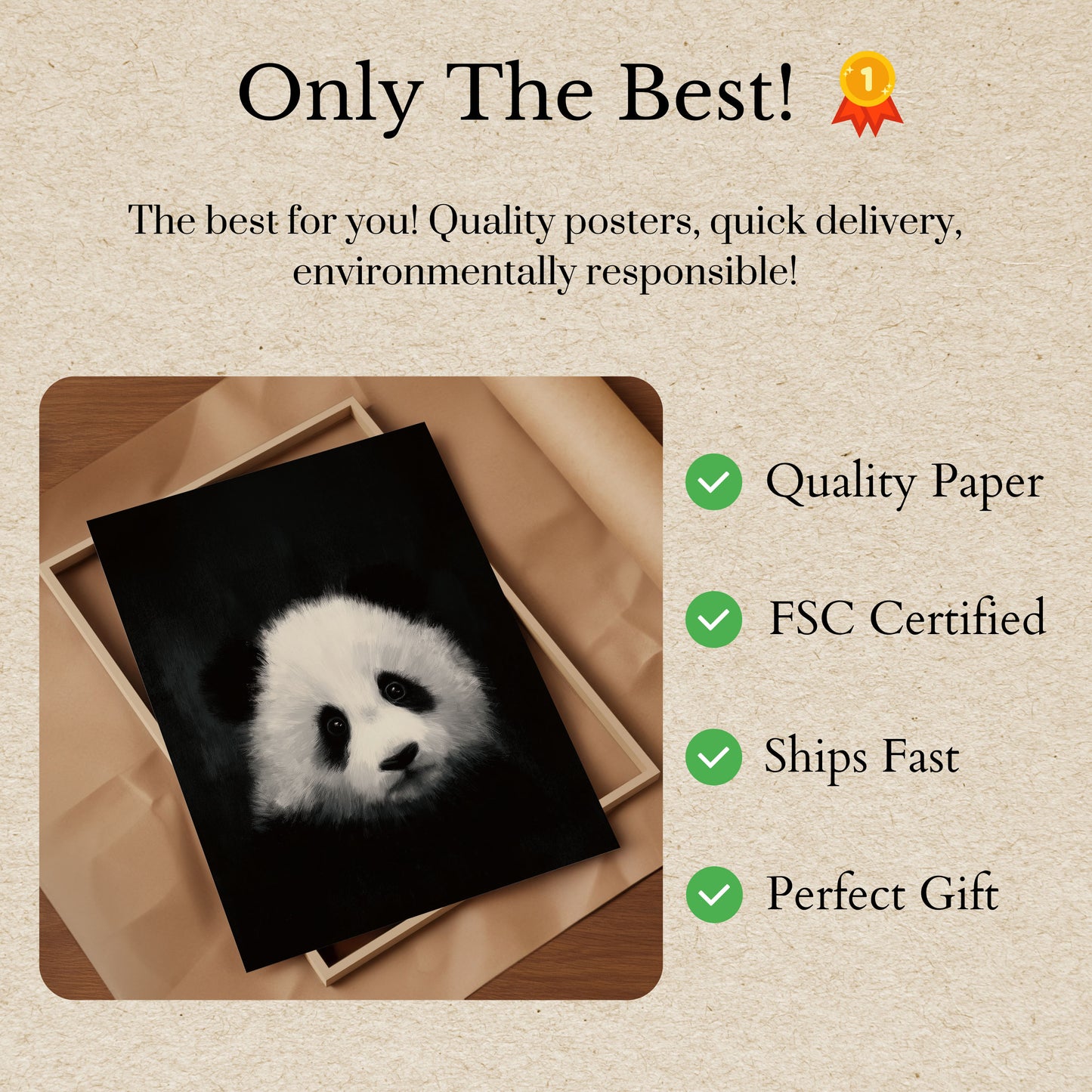 Póster de retrato de panda esponjoso