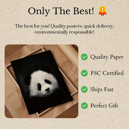 Póster de retrato de panda esponjoso