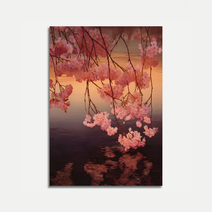 Póster de Flores de Cerezo al Atardecer