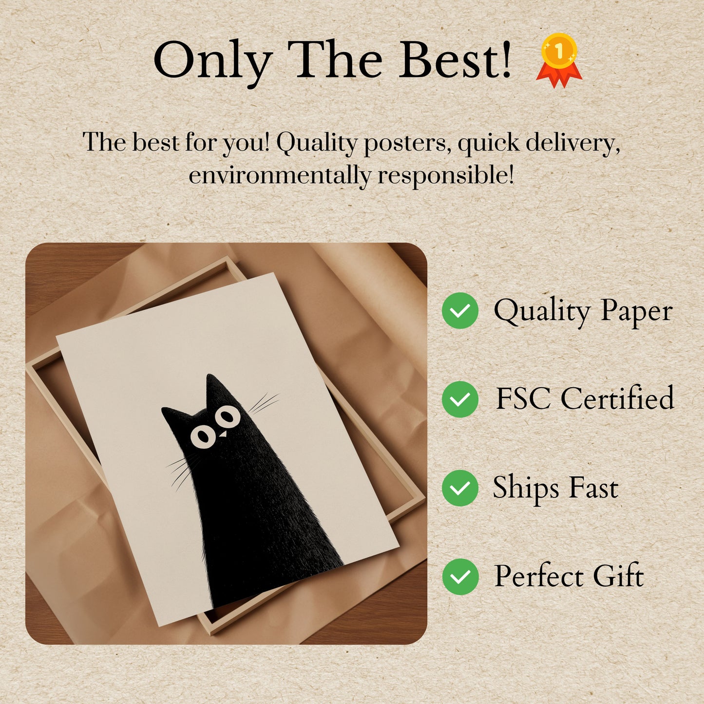 Black Cat Big Eyes Poster