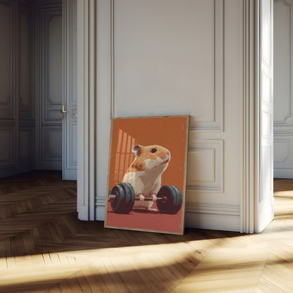 Plakat Chomika Fitness Podnoszącego Ciężary