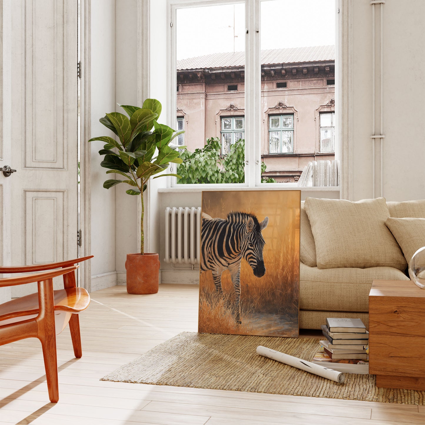 Golden Savanna Zebra Poster