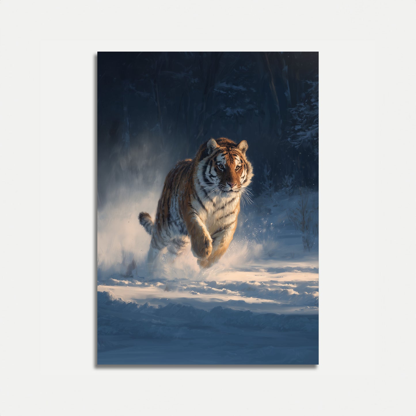 Majestic Tiger Winter Charge Poster