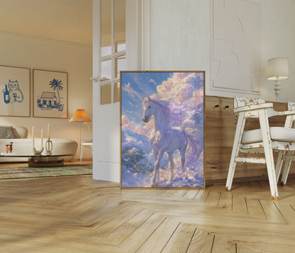 Poster Fantasy dell'Unicorno Celeste