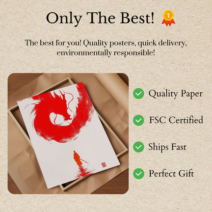 Crimson Dragon Warrior Poster