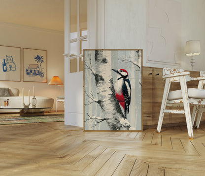 Grote Bonte Specht Winterposter