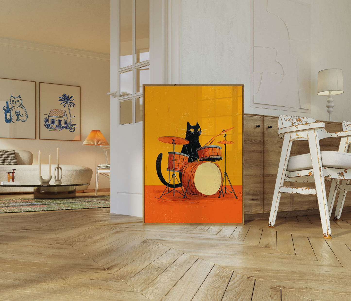 Cool Cat Playing Drums Plakat