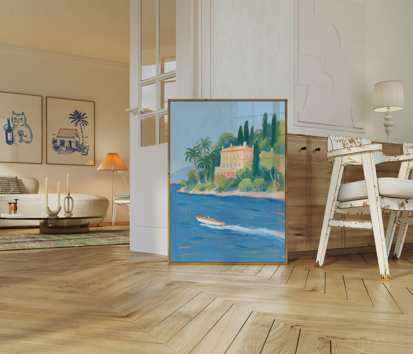 Mittelmeer-Villa Küstenlandschaft Poster