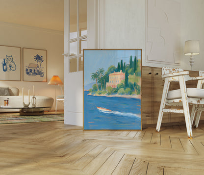 Mittelmeer-Villa Küstenlandschaft Poster