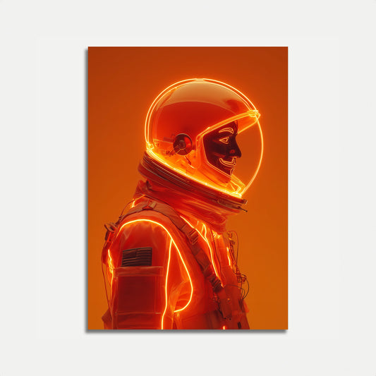 Burning Orange Astronaut Poster