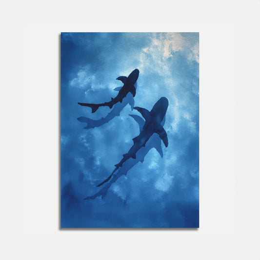 Poster di Squali che Nuotano nell'Oceano