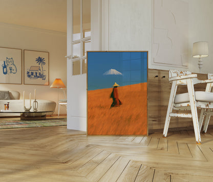 Buddhist Monk in Golden Fields Poster