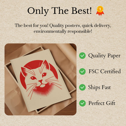 Rødt kattansikt minimalistisk plakat