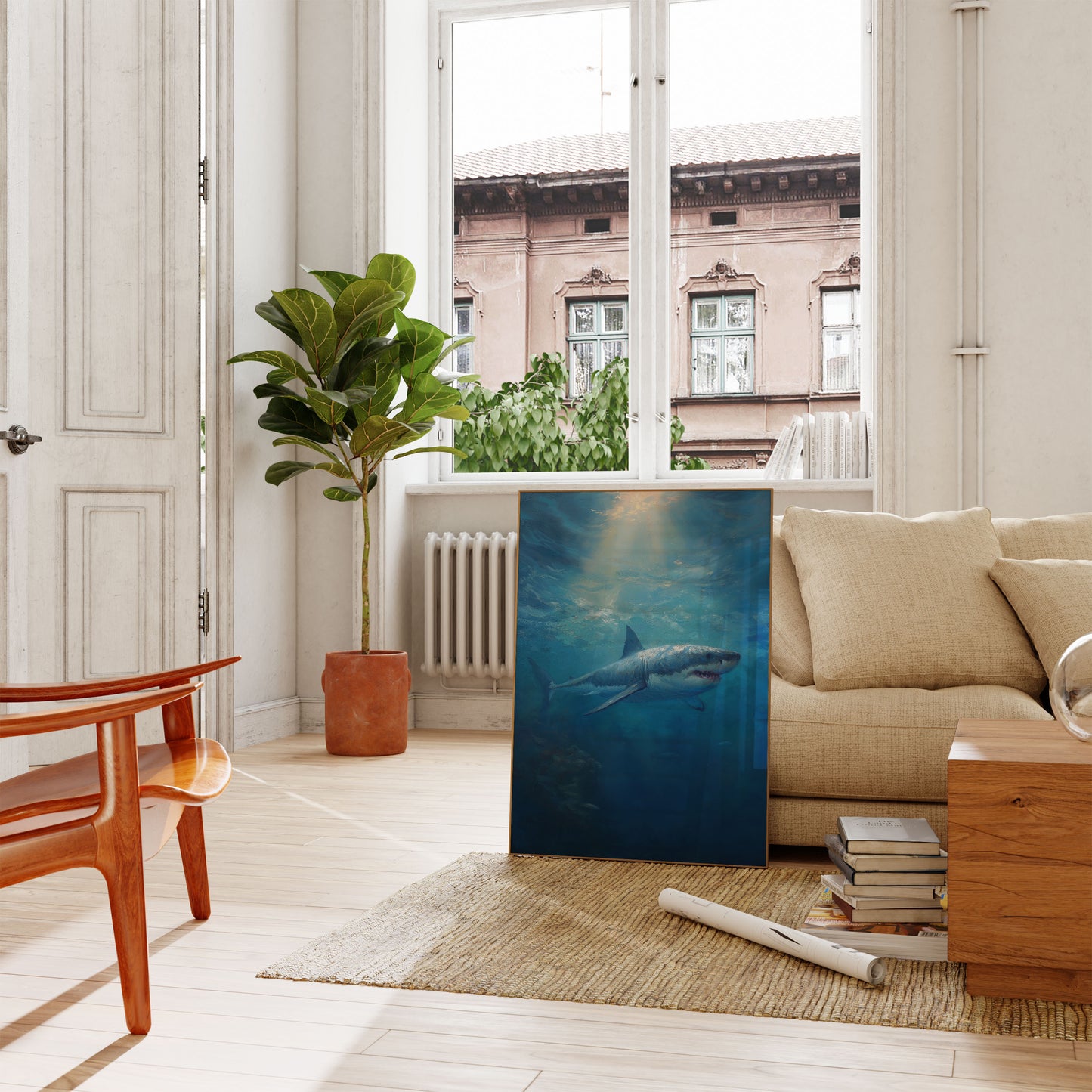 Póster del majestuoso Gran Blanco submarino