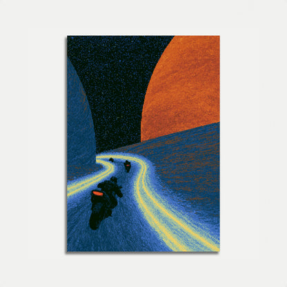 Motorcycle Canyon Night Poster