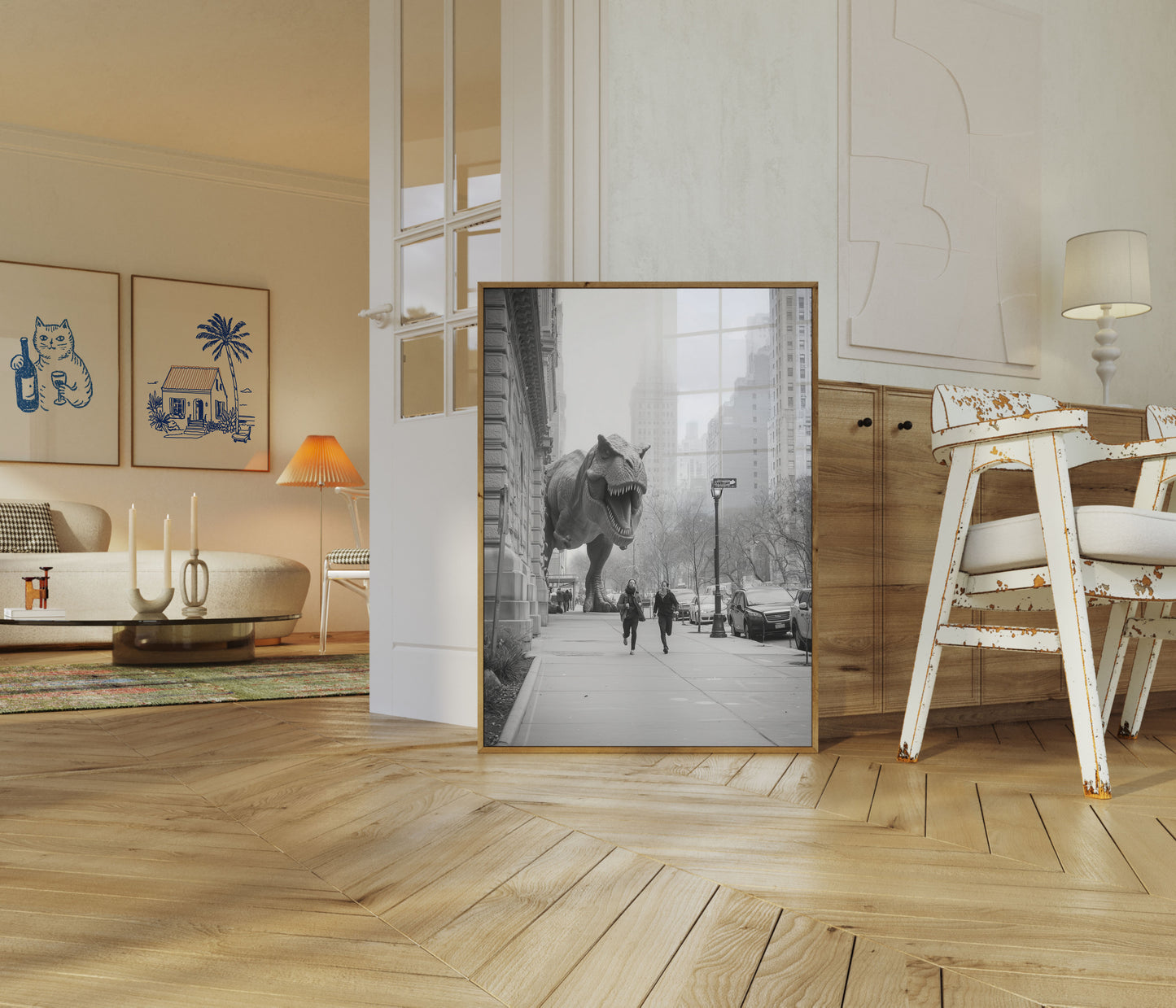 City Dinosaur Chase Poster