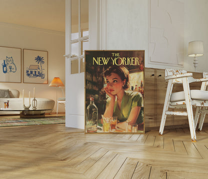 Vintage New Yorker Bar Scene Poster