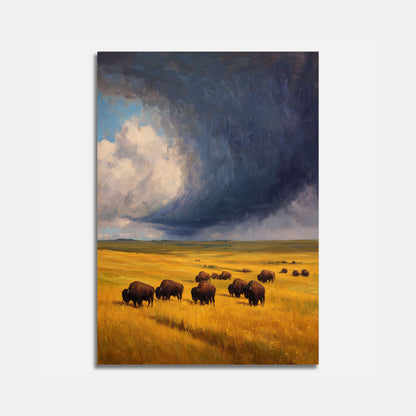 Buffalo Herd Under Stormy Skies Poster