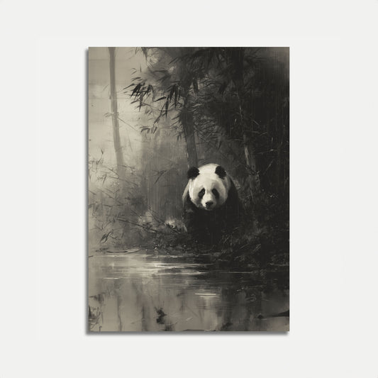Misty Panda Bamboo Forest Poster