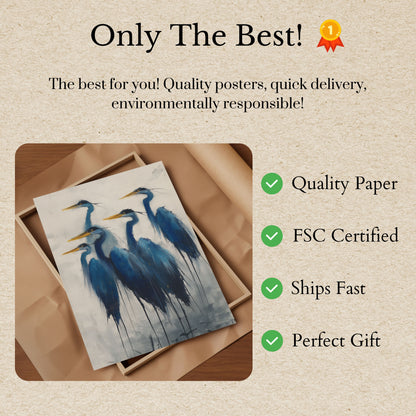 Blue Herons in Watercolor Poster